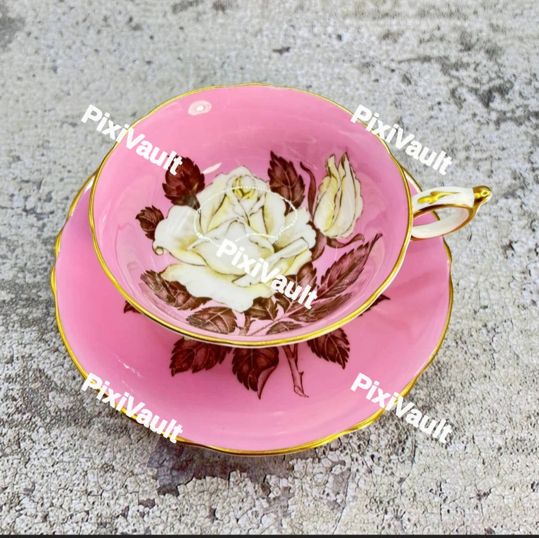 Floral pink tea cup